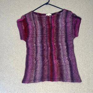 Fioreblu Italian Wool Blend Short Sleeve Sweater Multi Purple S